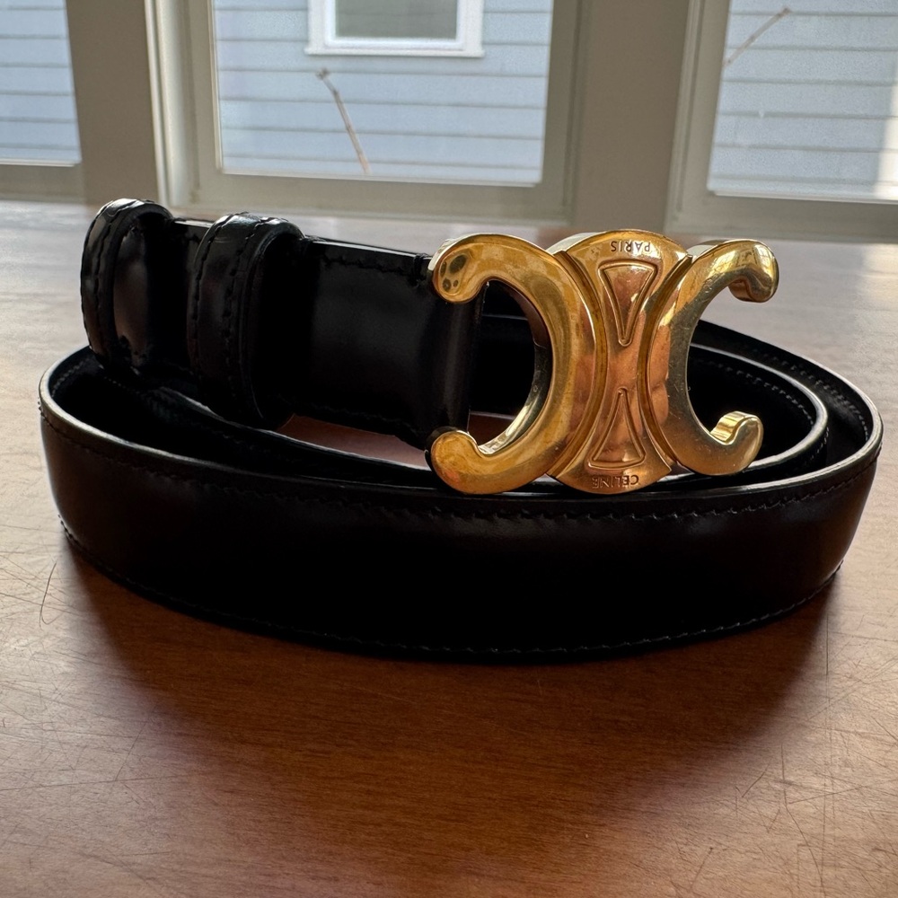 Celine Triomphe Patent Leather Belt | Black| Size 80